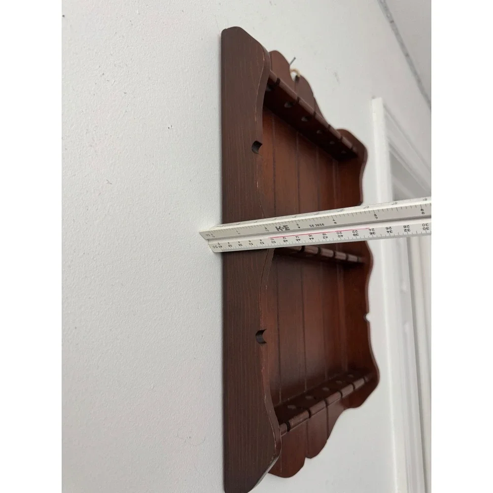 Vintage Wood Wall Spoon Rack 3-Tier Cottagecore Jewelry Floral Display Shelf